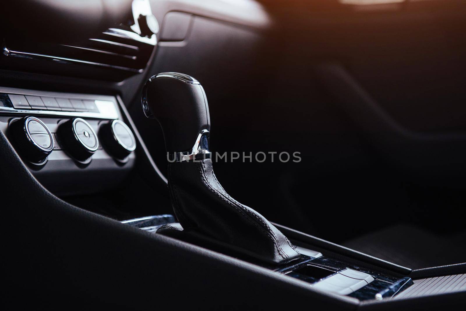 manual shift of modern car gear shifter.