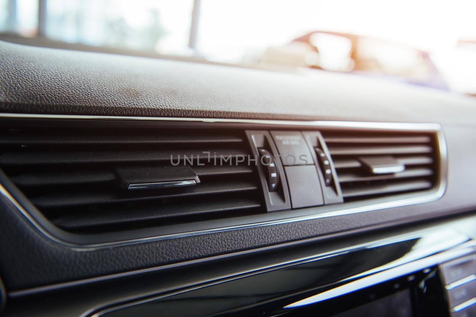 of beautiful modern car close up in the cabin.