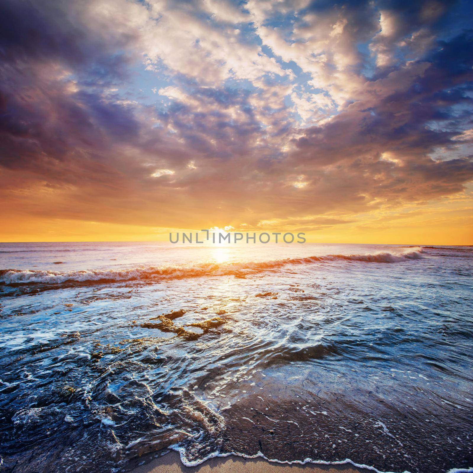 Fantastic view of the nature reserve Monte Cofano. Dramatic scene. Sunset over sea. Location cape San Vito. Sicilia, Italy, Europe. Mediterranean and Tyrrhenian sea.