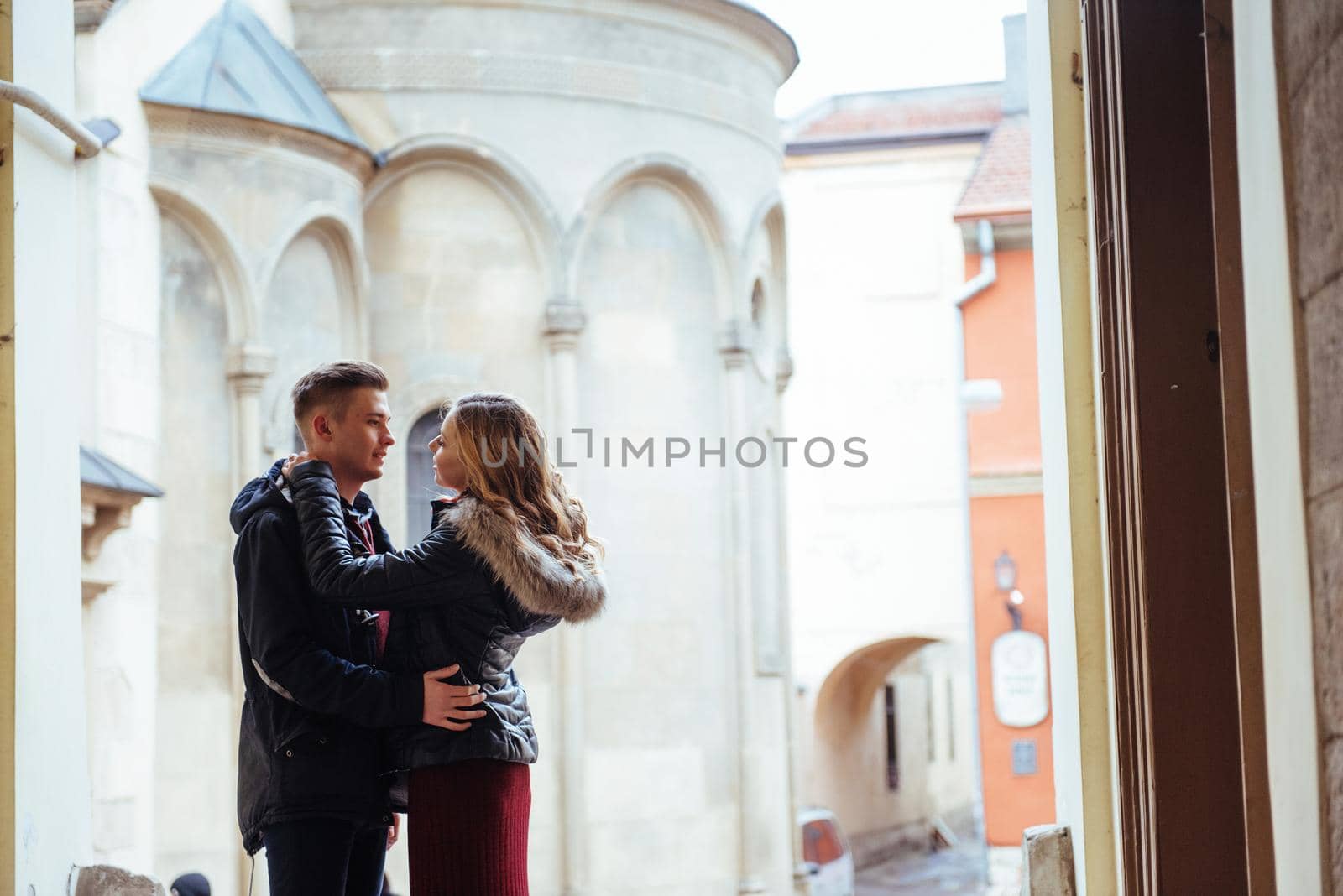 Couple enjoying outdoors in a urban surroundings.