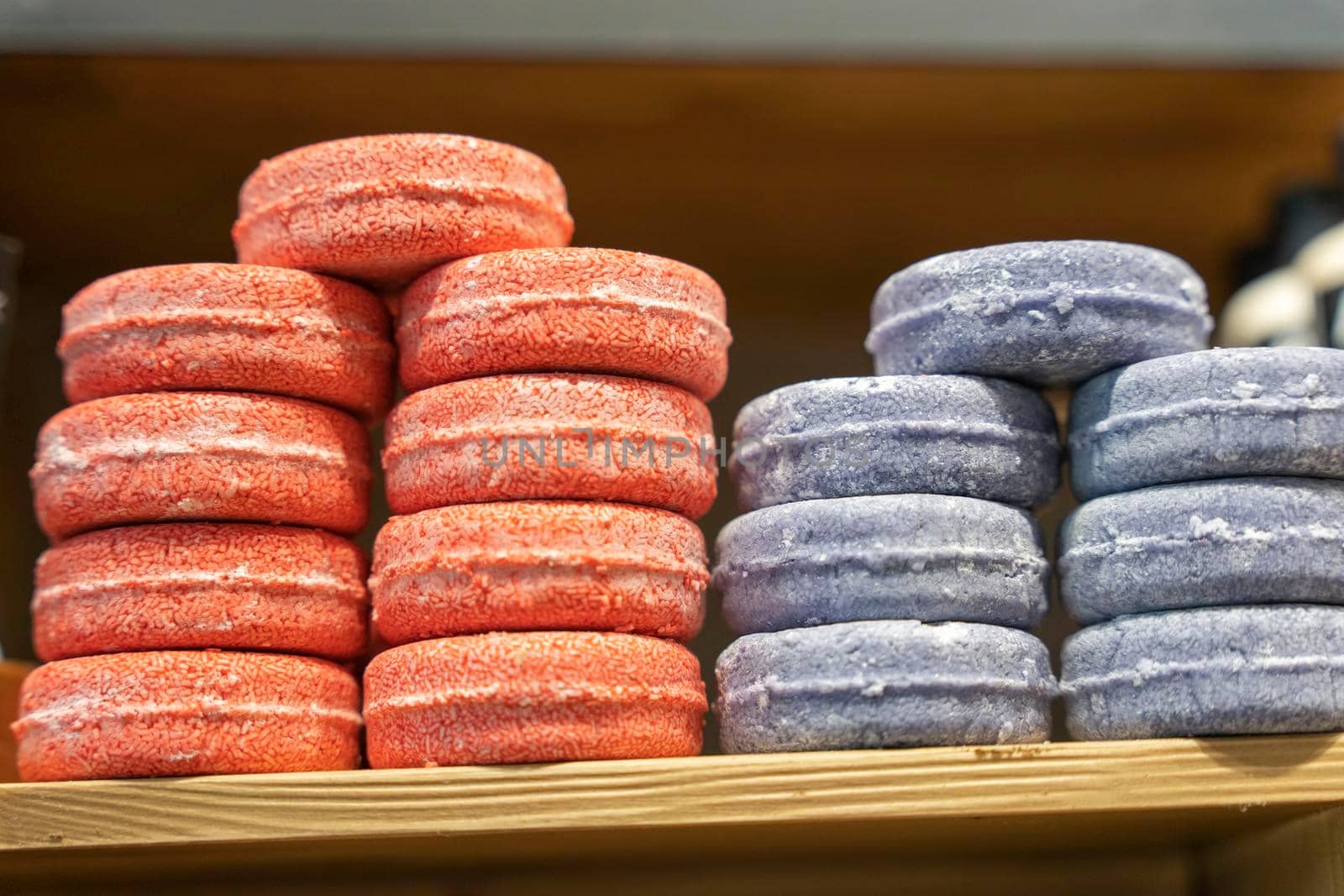 Colorful beautiful handmade aromatic soap on the shop window by audiznam2609