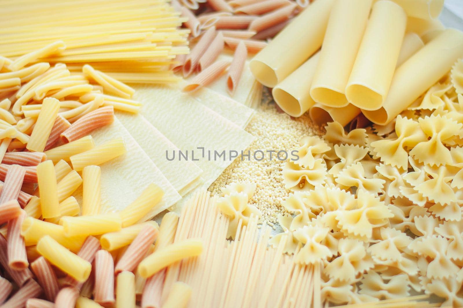 variety of italian pasta. flat lay. High quality photo