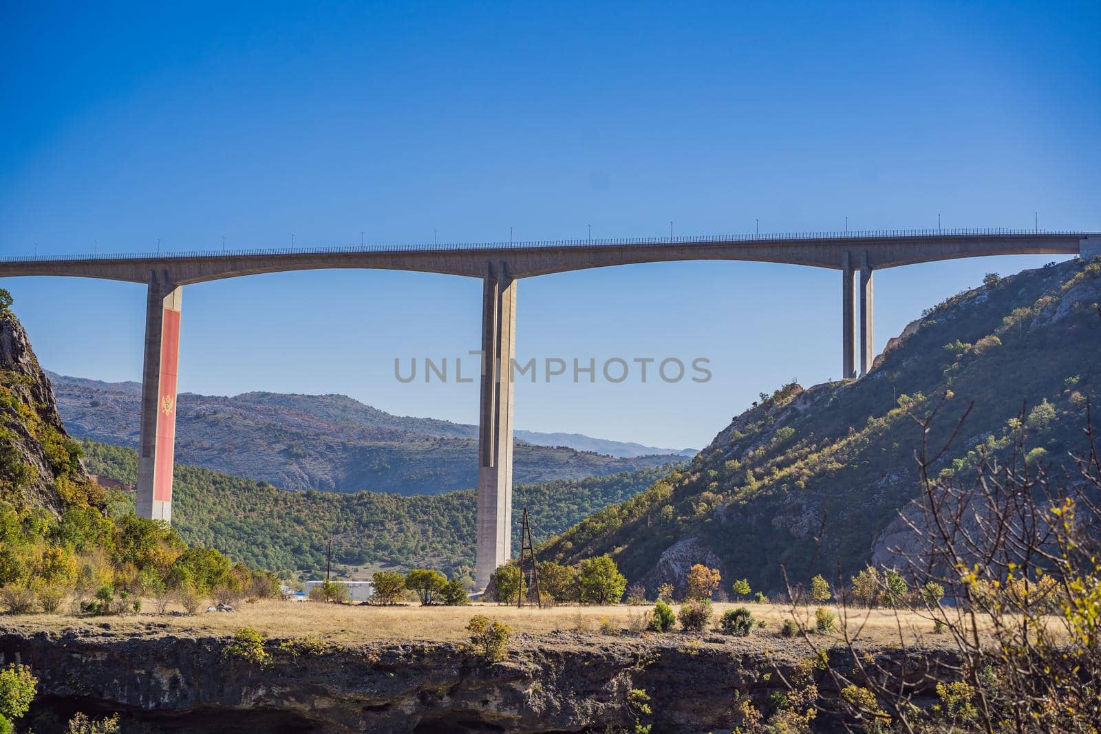 Montenegro. Bridge Moracica. Reinforced concrete bridge across the Moraci gorge. The motorway Bar - Bolyare. The bridge is on the Smokovac - Uvach - Mateshevo section. The Moracica Bridge was built by the China Road and Bridge Corporation.