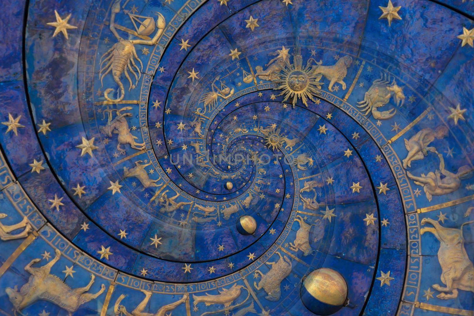 Zodiac Signs Horoscope background. Concept for fantasy and mystery - blue