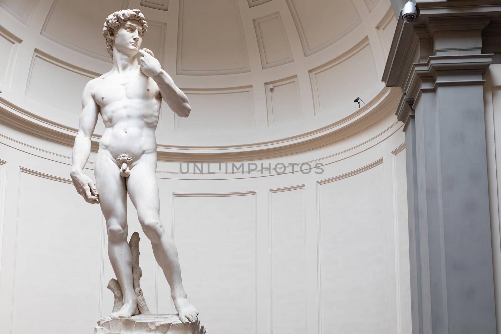 Florence, Italy - Circa August 2021: David sculpture by Michelangelo Buonarroti. The masterpiece of the Renaissance art.