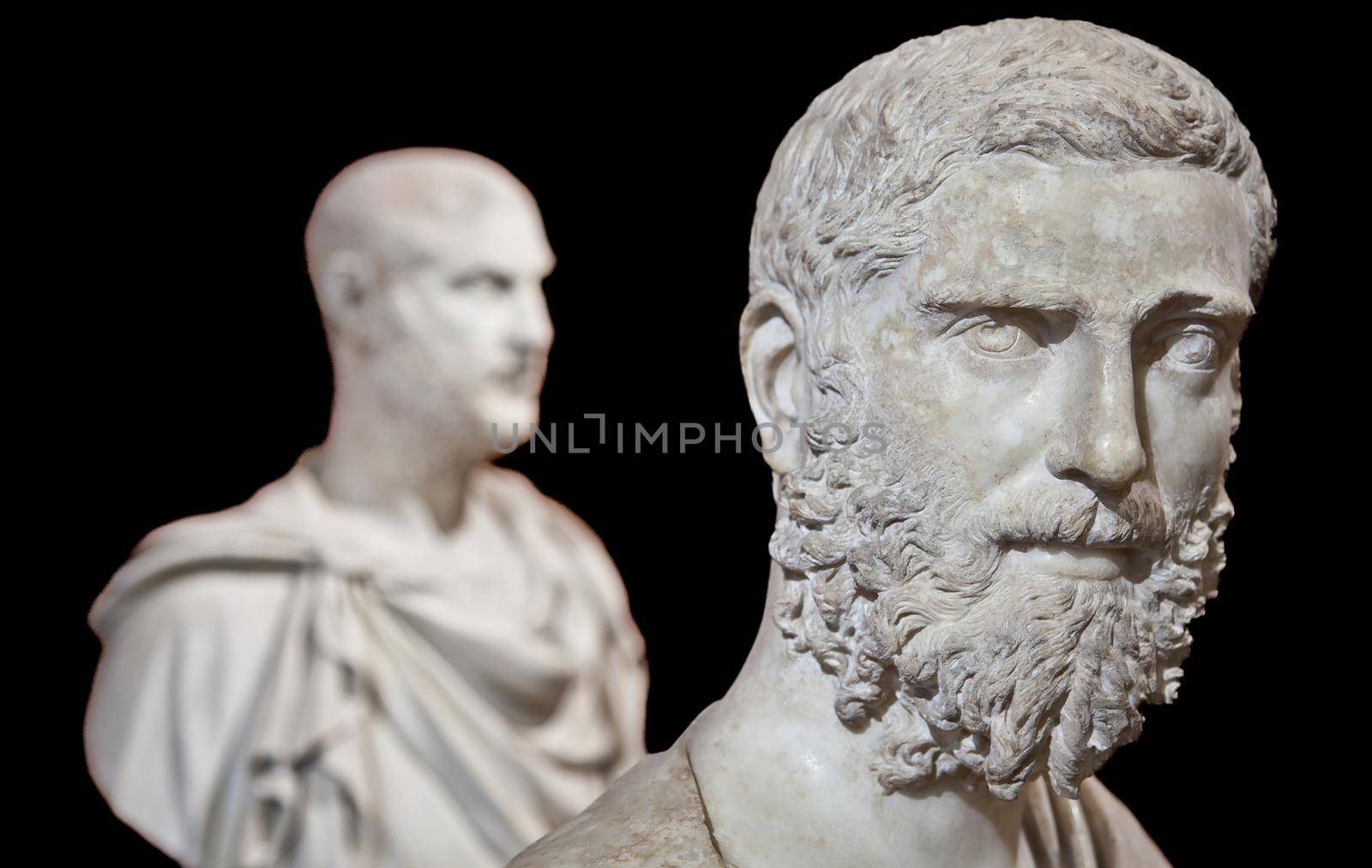 Close up of a male statue, modern copy of a Greek original. Good for museum concepts.