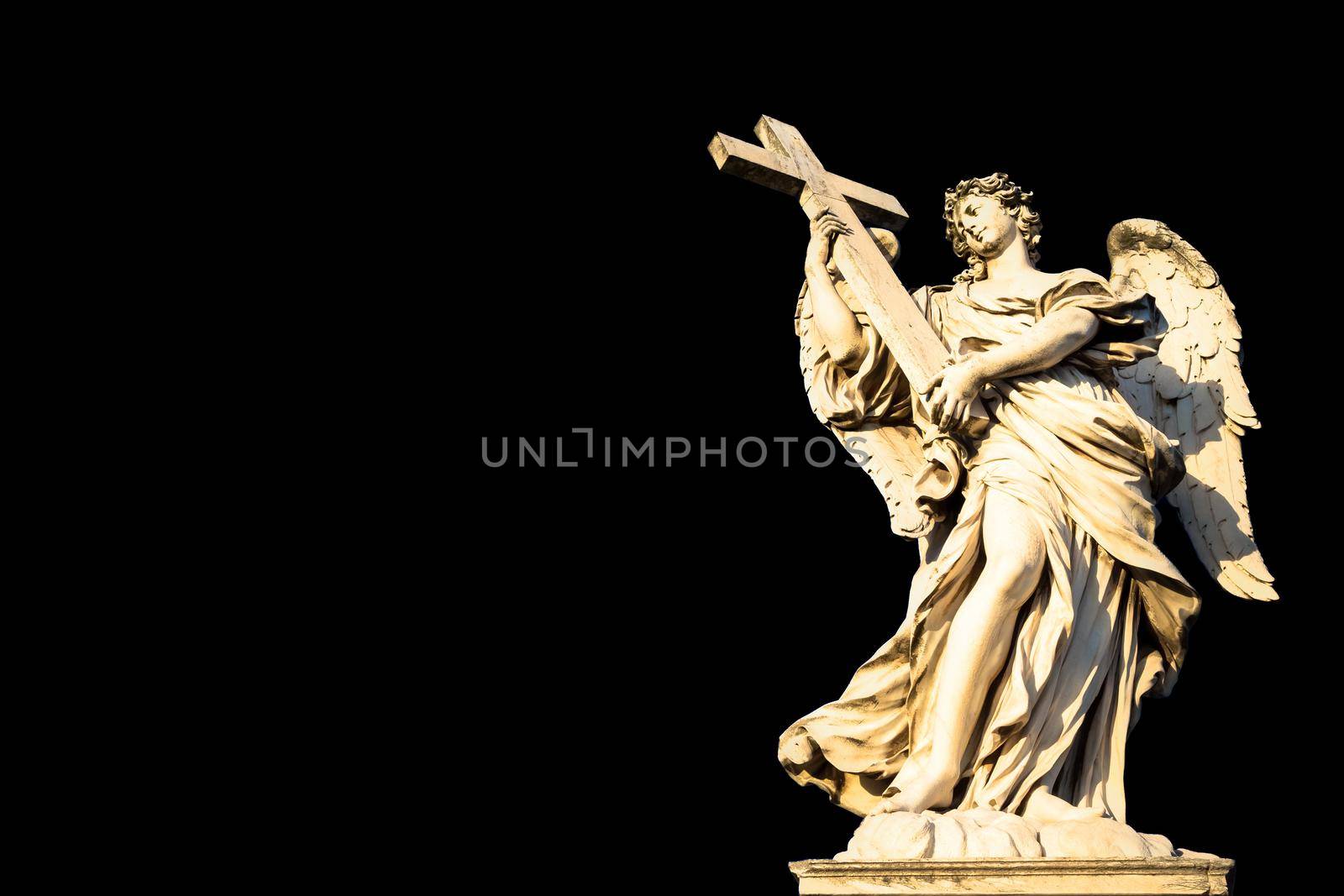 Rome, statue of an angel on the bridge in front of Castel Sant'Angelo. Conceptual useful for spirituality, christianity and faith.