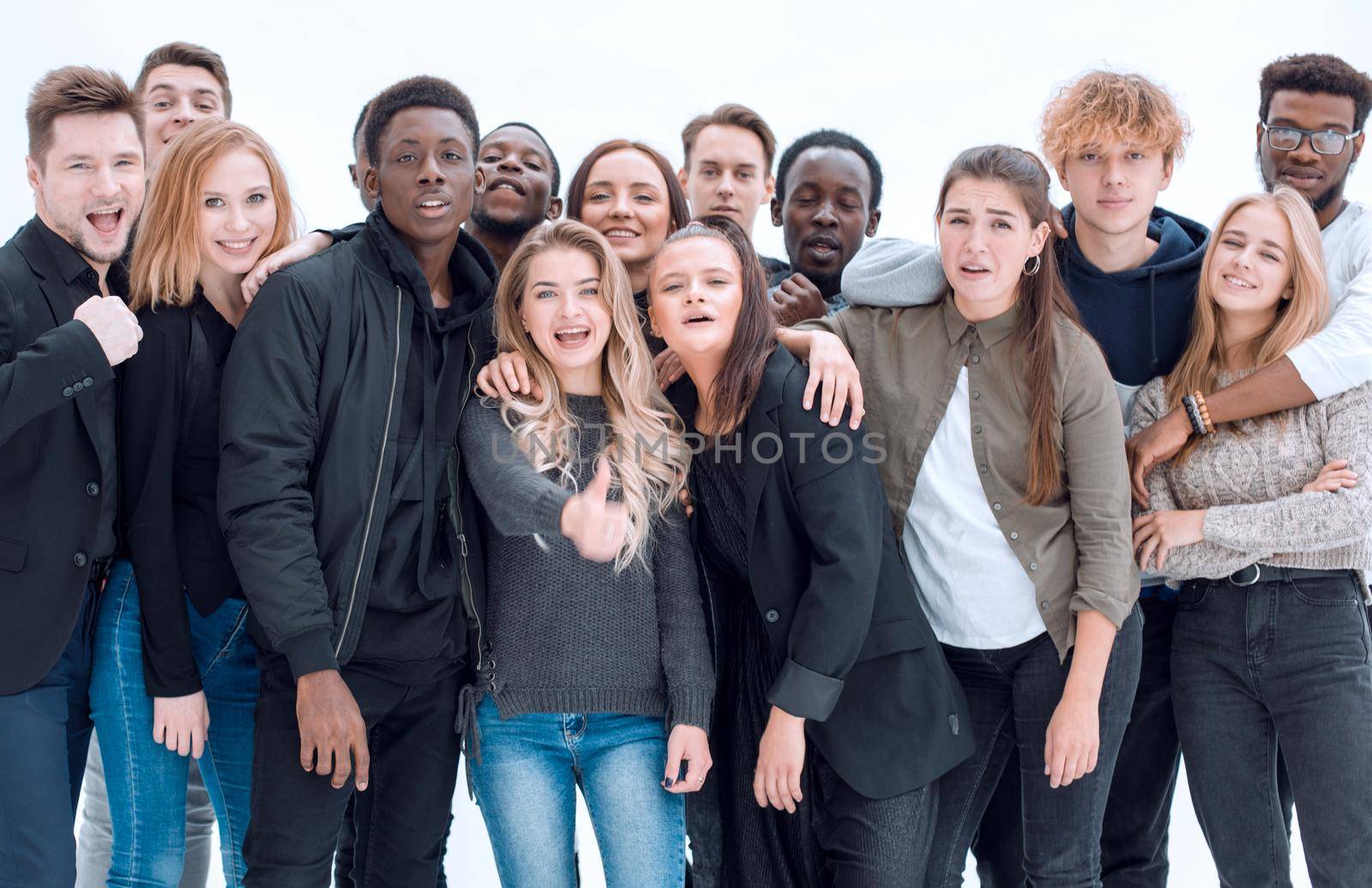 group of ambitious young people standing together. isolated on a white background