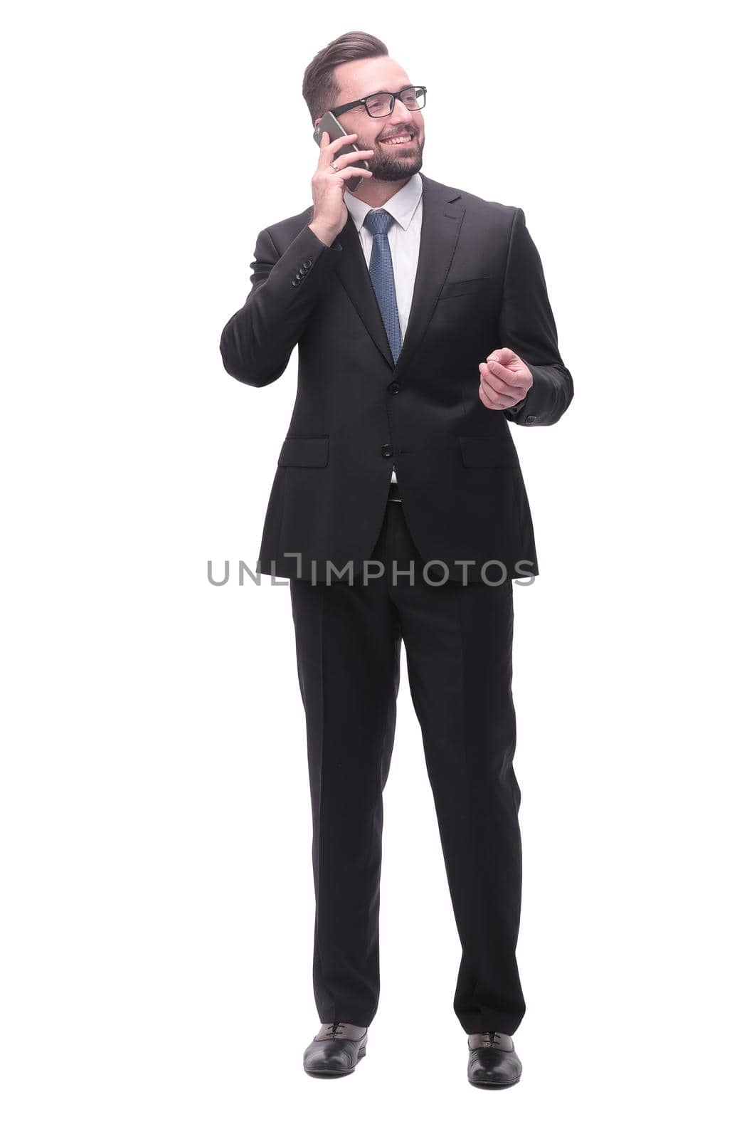 full length .concerned businessman . isolated on white background