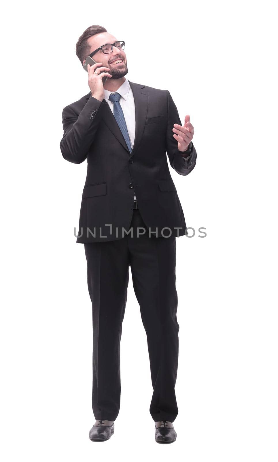 full length .concerned businessman . isolated on white background