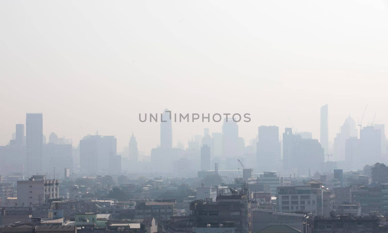 Bangkok city, Thailand in a foggy day by drpnncpp