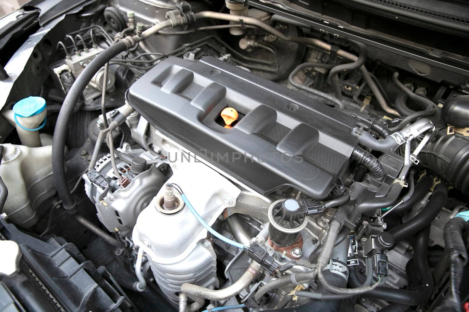 Close up image of car engine. by drpnncpp