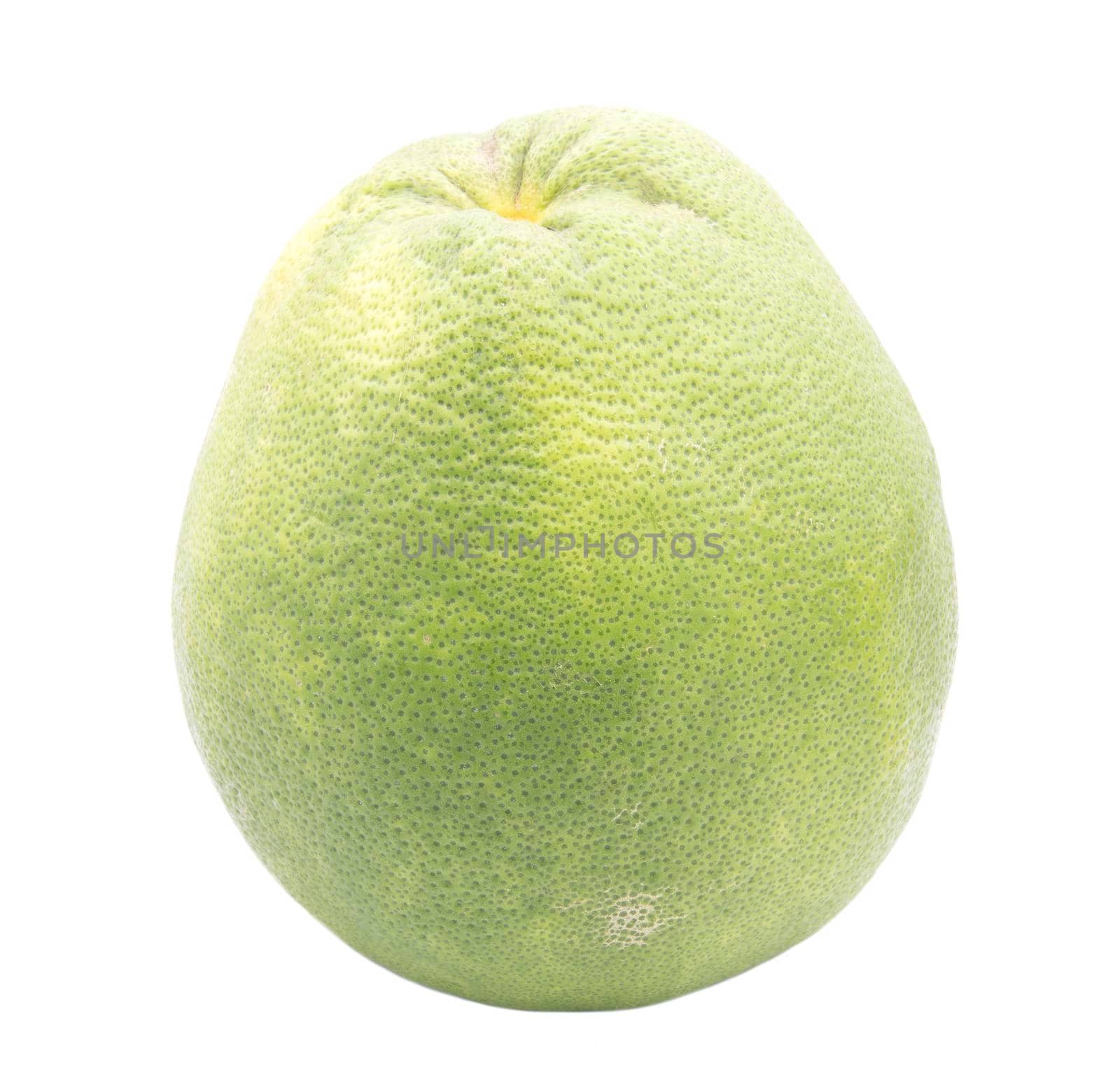 Green pomelo fruit isolated on white background