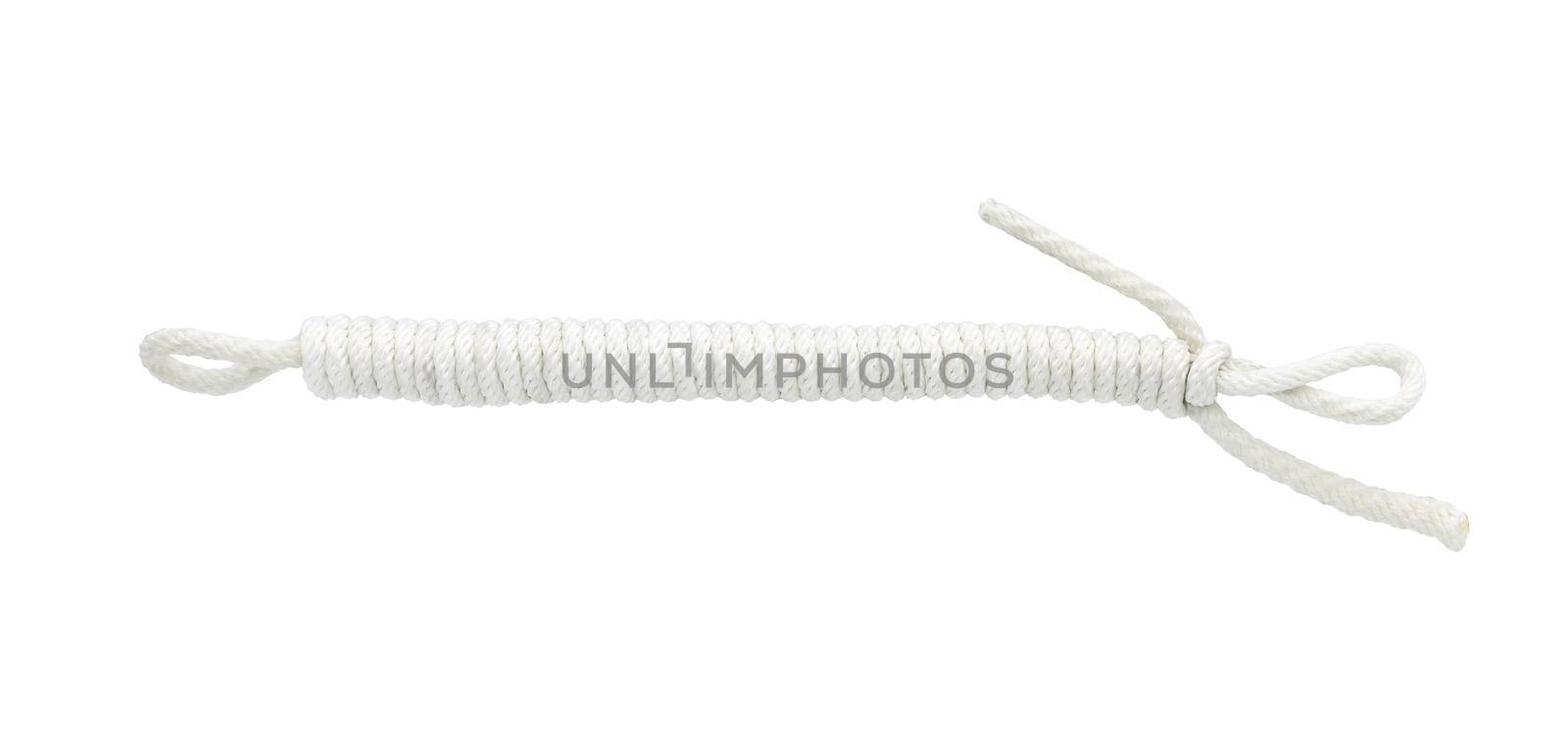 White twisted rope isolated on white background