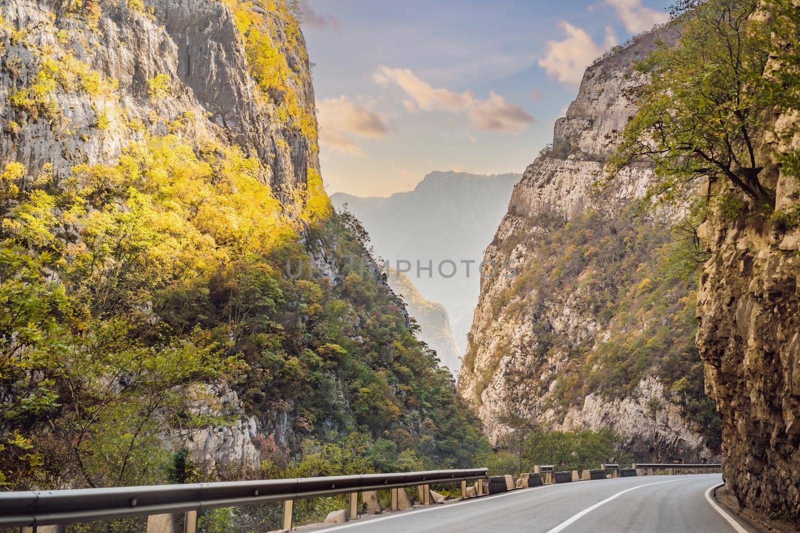 Beautiful Canyon of Moraca river in winter, Montenegro or Crna Gora, Balkan, Europe.