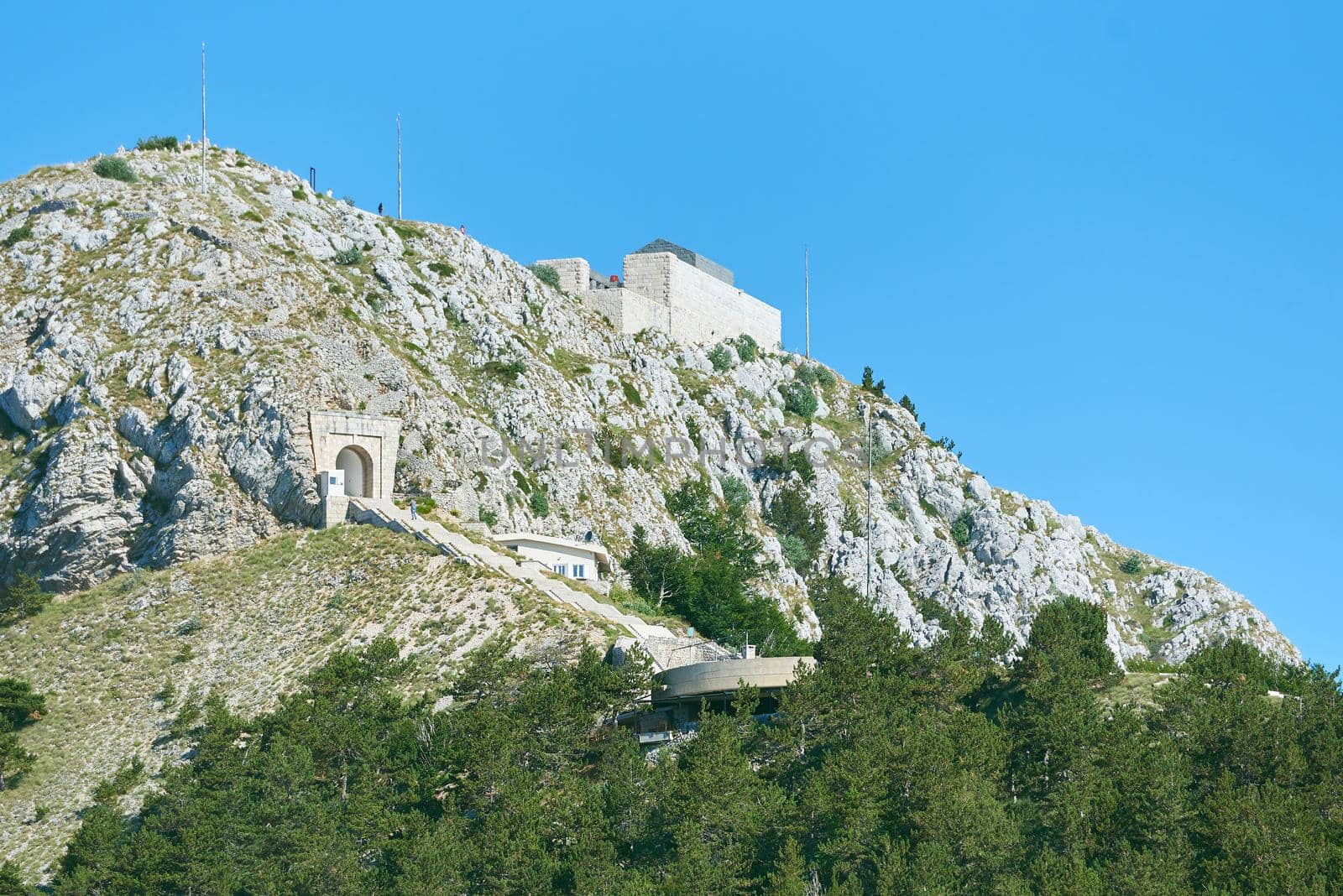 Mountain mausoleum of Petar II Petrovic Njegos in Lovcen National Park in Montenegro.