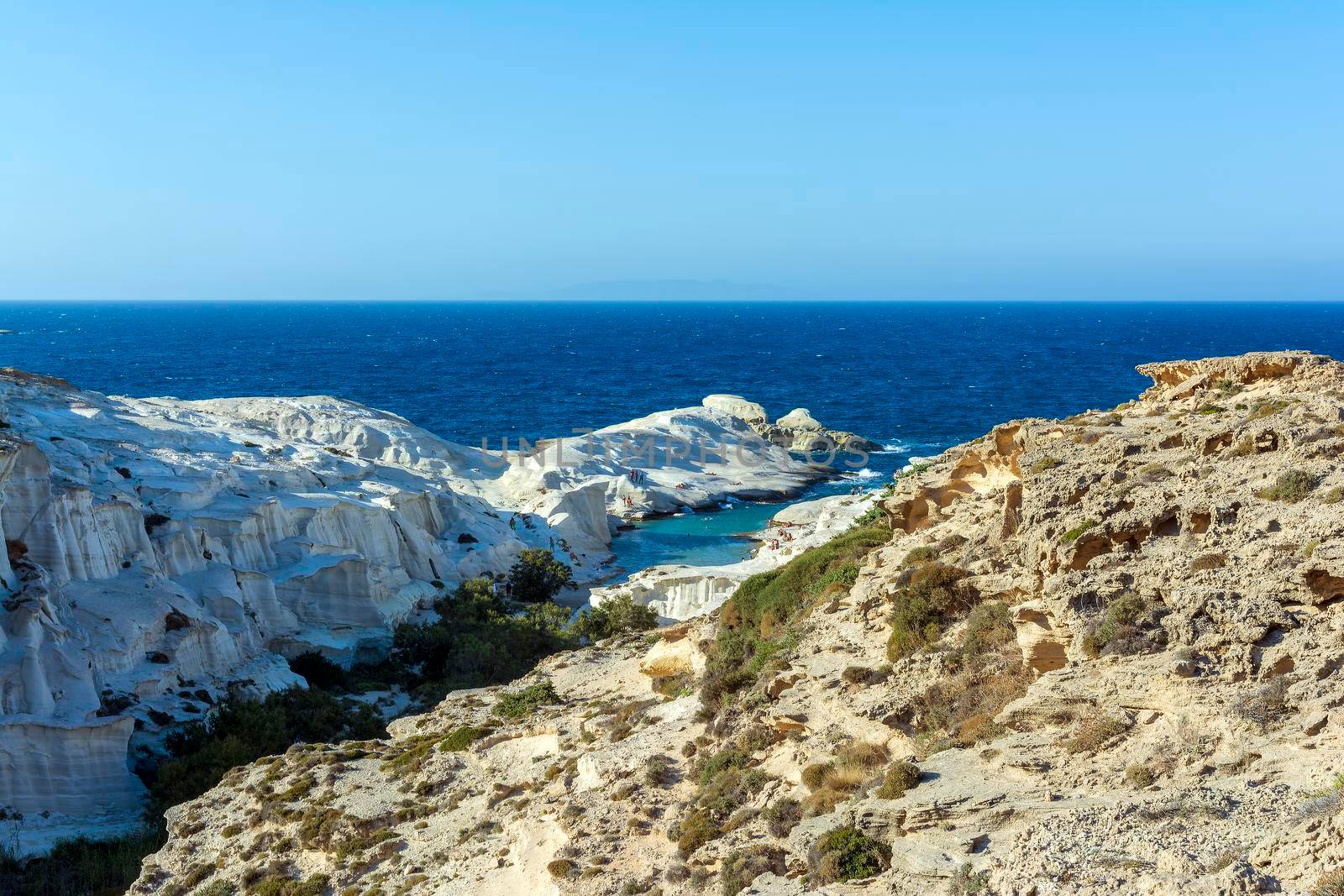 White Rock at the sea of Sarakiniko area, Milos island, Greece by ankarb