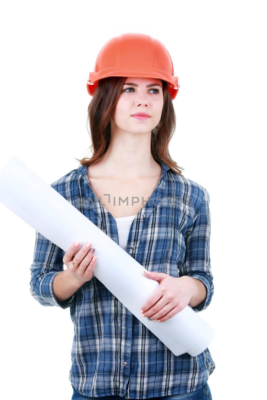 woman dressed in clothing of the builder