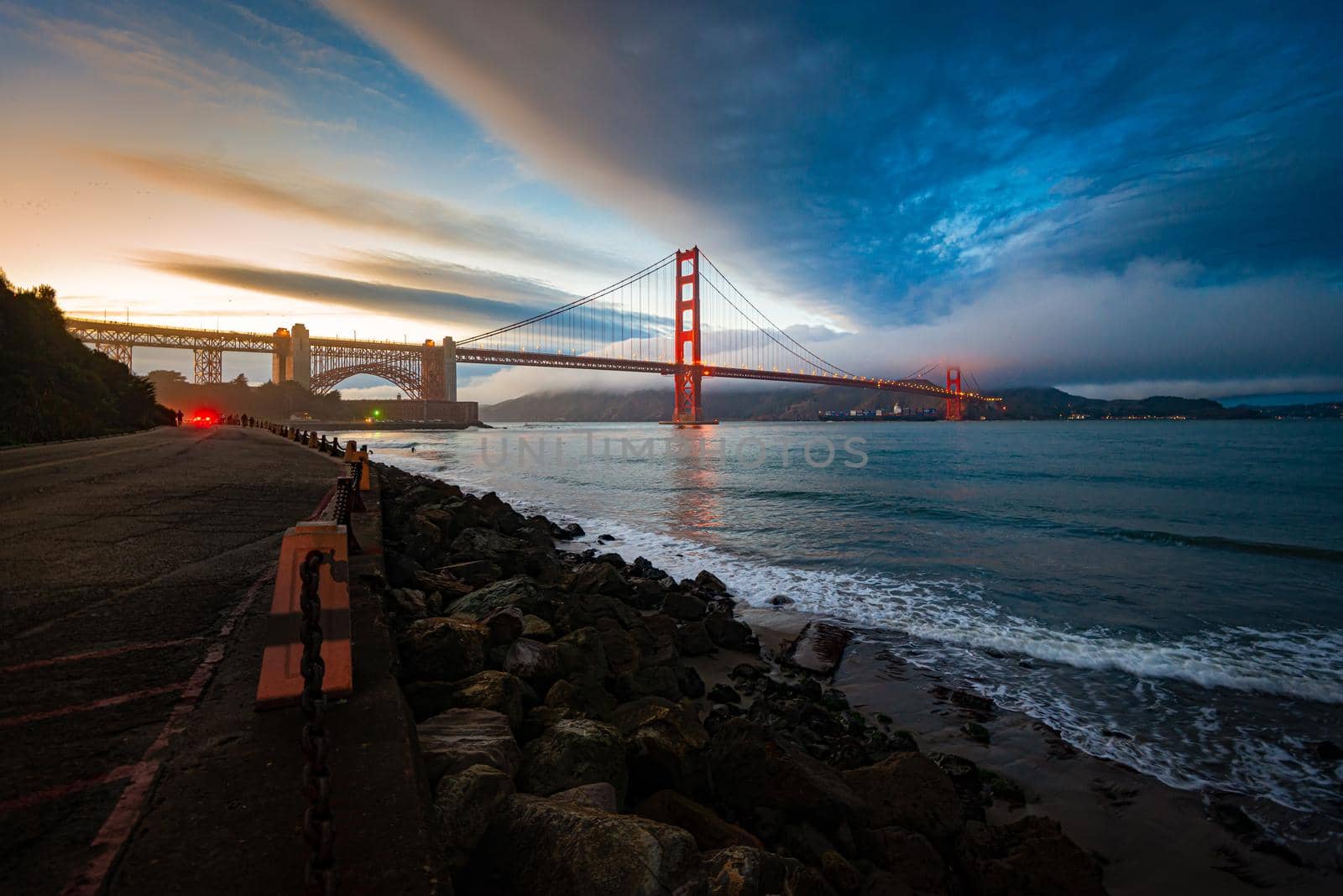 Golden gate bridge in bay of San Francisco, California, USA