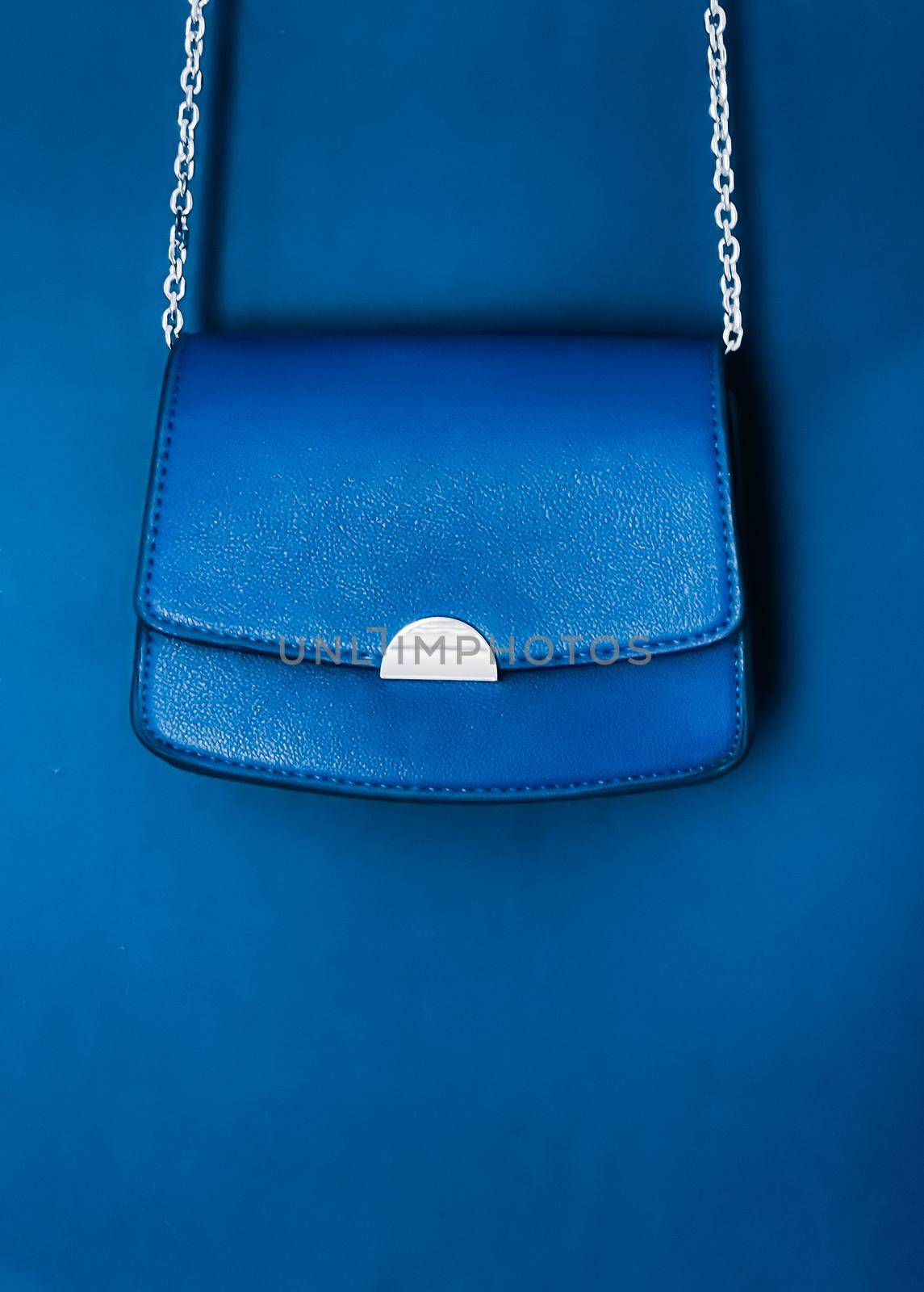 Blue fashionable leather purse with silver details as designer bag and stylish accessory, female fashion and luxury style handbag collection concept
