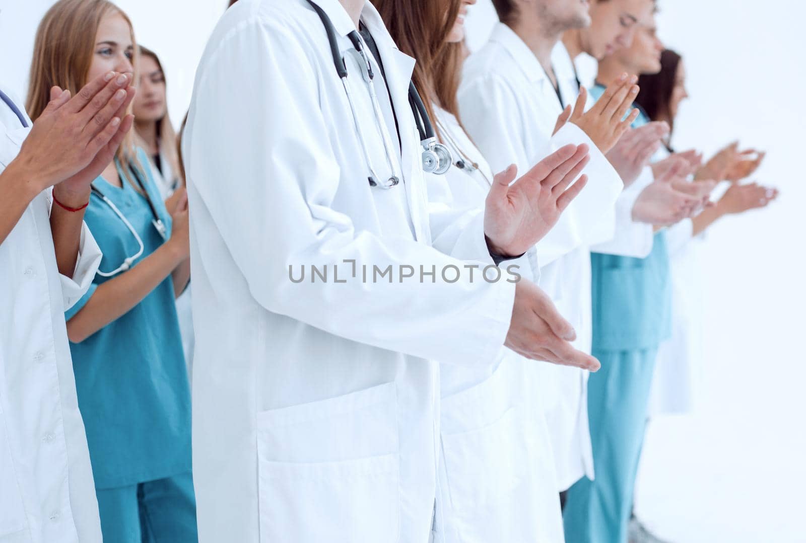 side view. confident doctors and interns looking forward. photo with a copy of the space