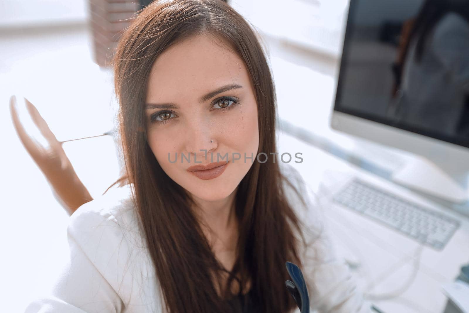 close up.confident business woman with glasses by asdf