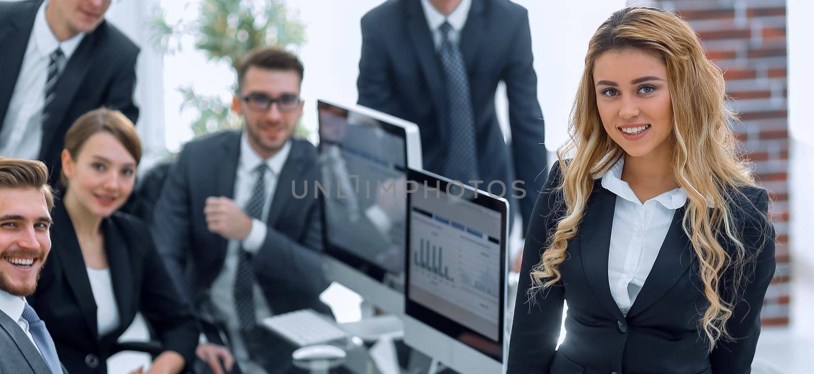 portrait of pensive business woman on the background of the office