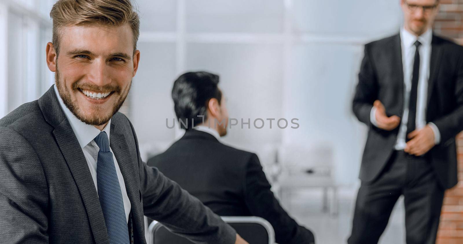 businessman sitting at business training. by asdf