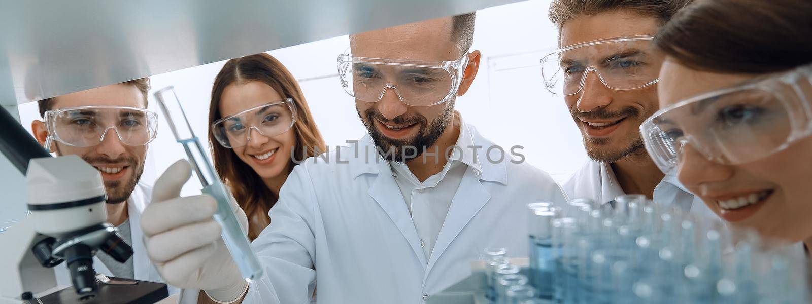 group of pharmacists working in the laboratory.photo with copy space