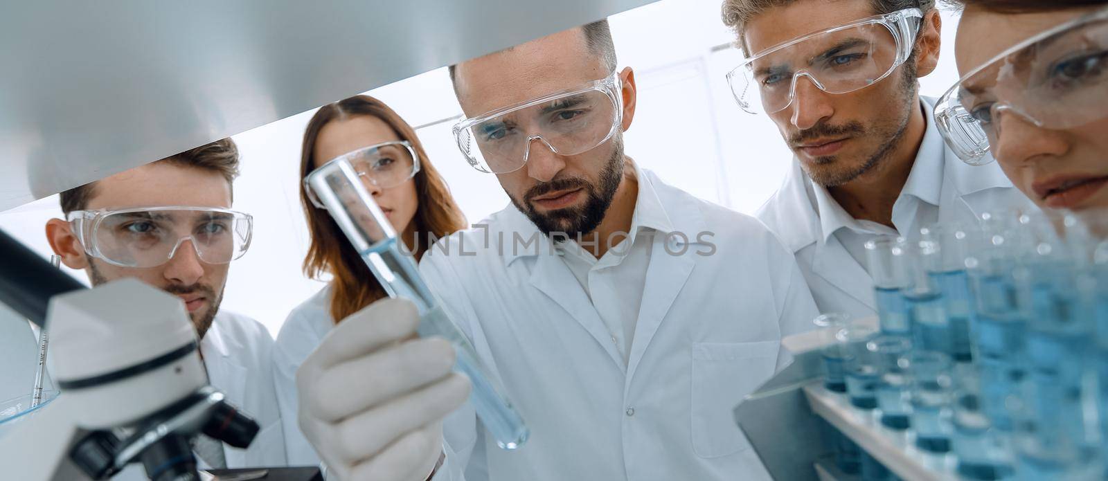 group of pharmacists working in the laboratory.photo with copy space