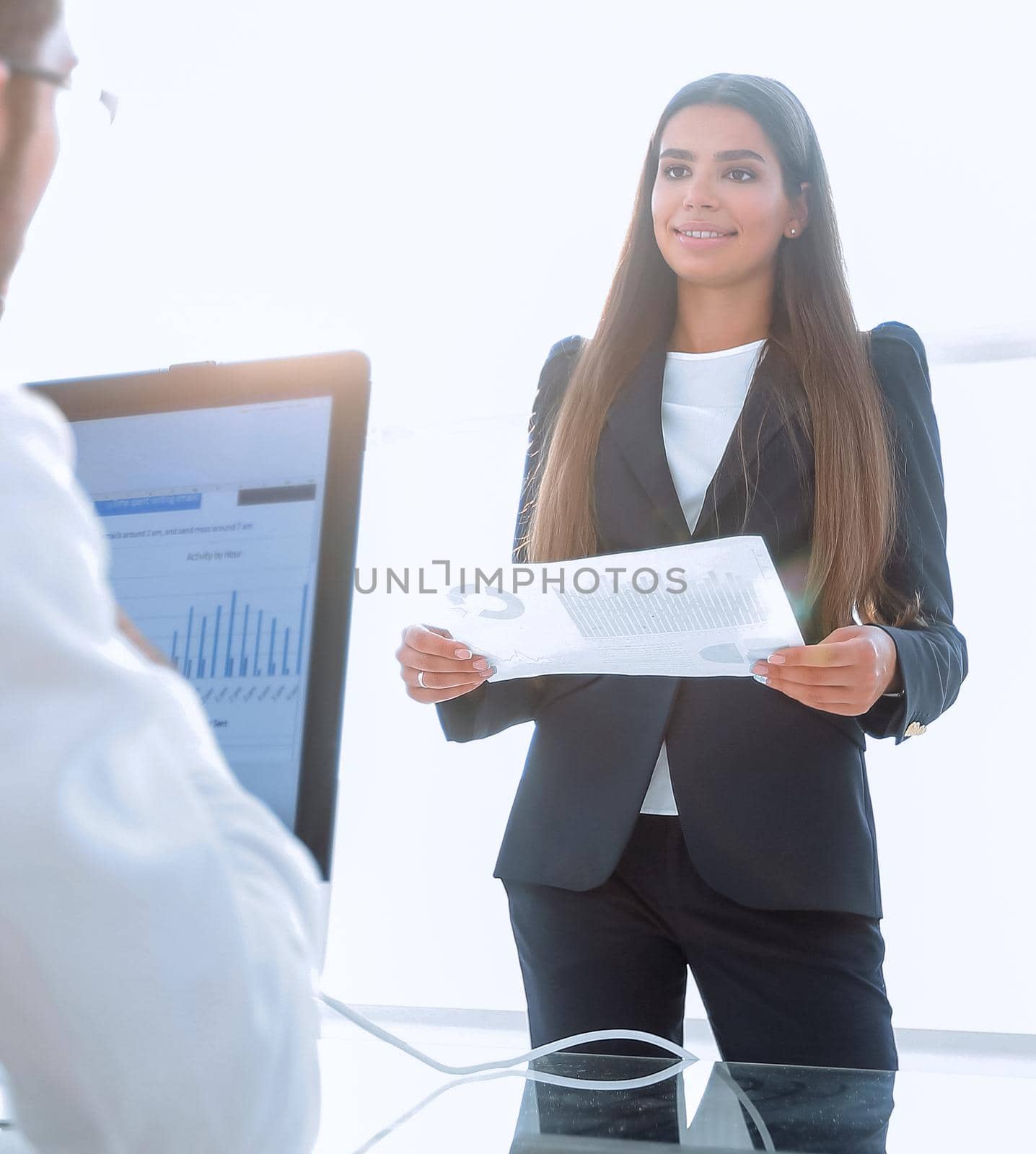 business colleagues discussing documents in the office. photo with copy space