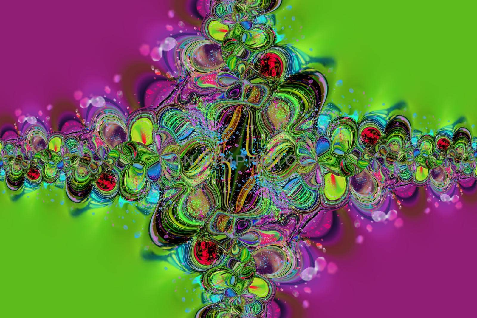 Abstract fractal neon texture fantastic background. design, art
