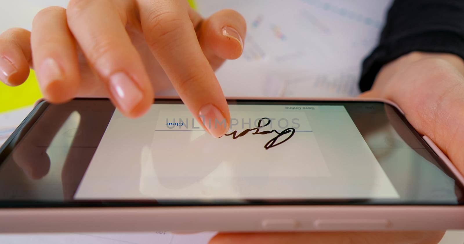 Macro Digital Signature, smartphone, electronic signature by RecCameraStock