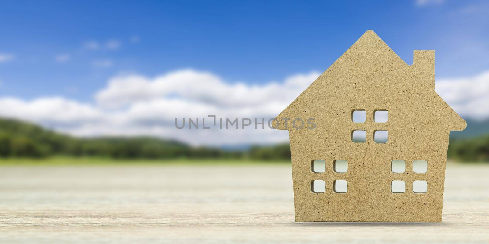 House model with landscape back background by stoonn