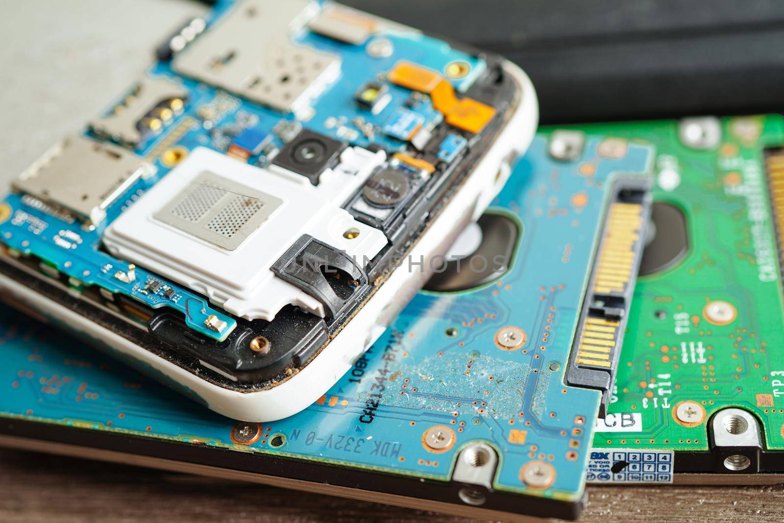 Repairing and upgrade mobile phone, electronic, computer hardware and technology concept.