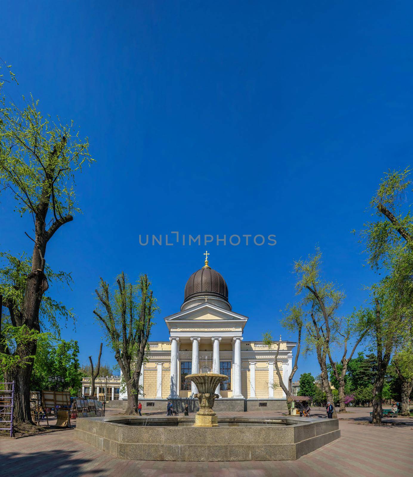 Odessa, Ukraine 06.05.2022. Transfiguration Cathedral in Odessa, Ukraine, on a sunny spring day