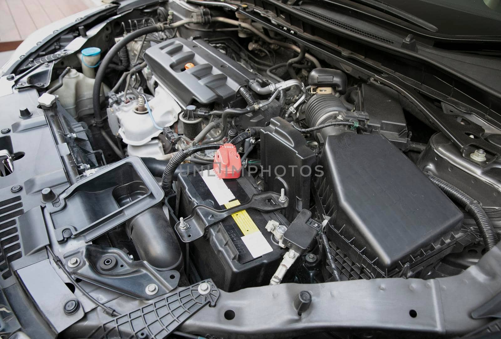 Close up image of car engine. Car engine background.