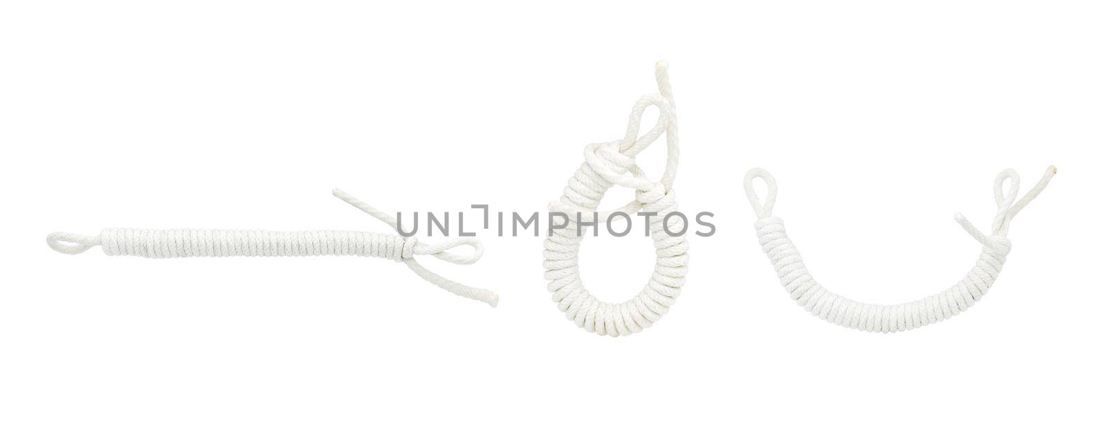 White twisted rope isolated on white background