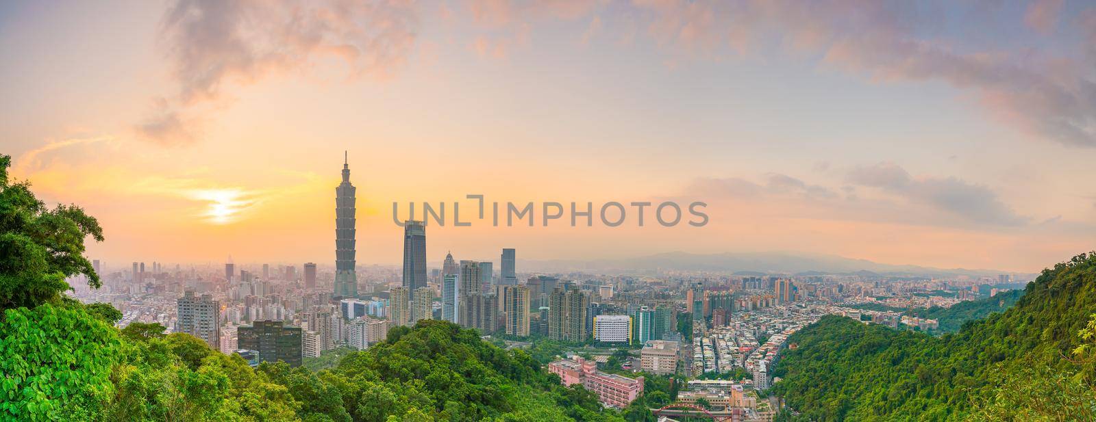City of Taipei skyline at twilight in Taiwan
