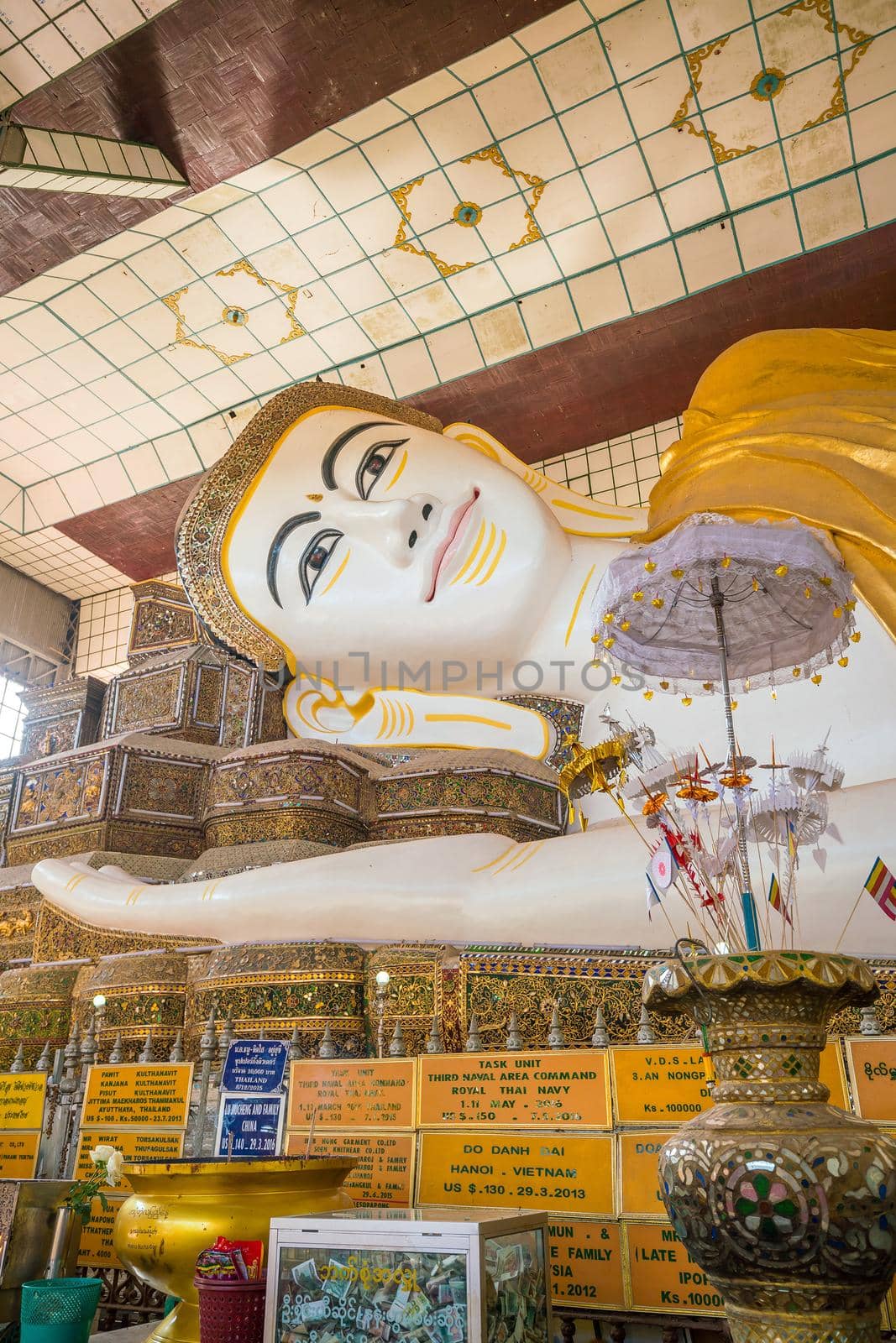 Shwethalyaung Reclining Buddha  in Bago, Myanmar by f11photo