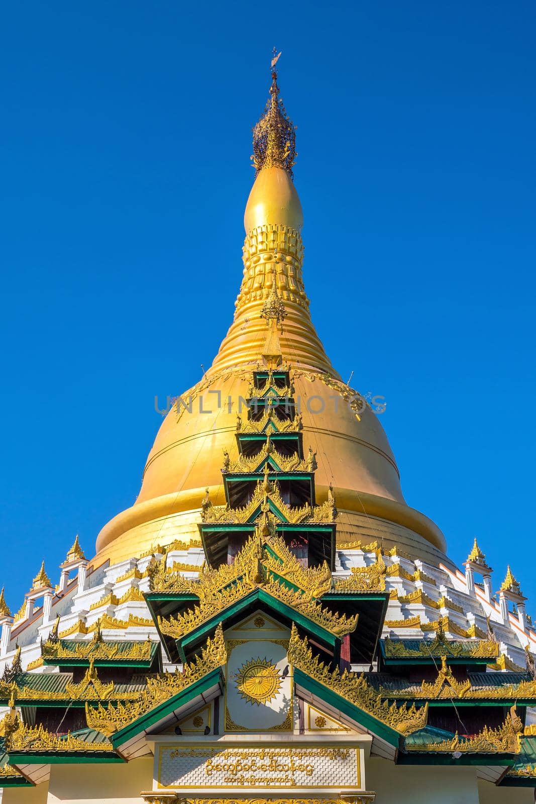 Mahazadi pagoda with blue sky in Bago by f11photo