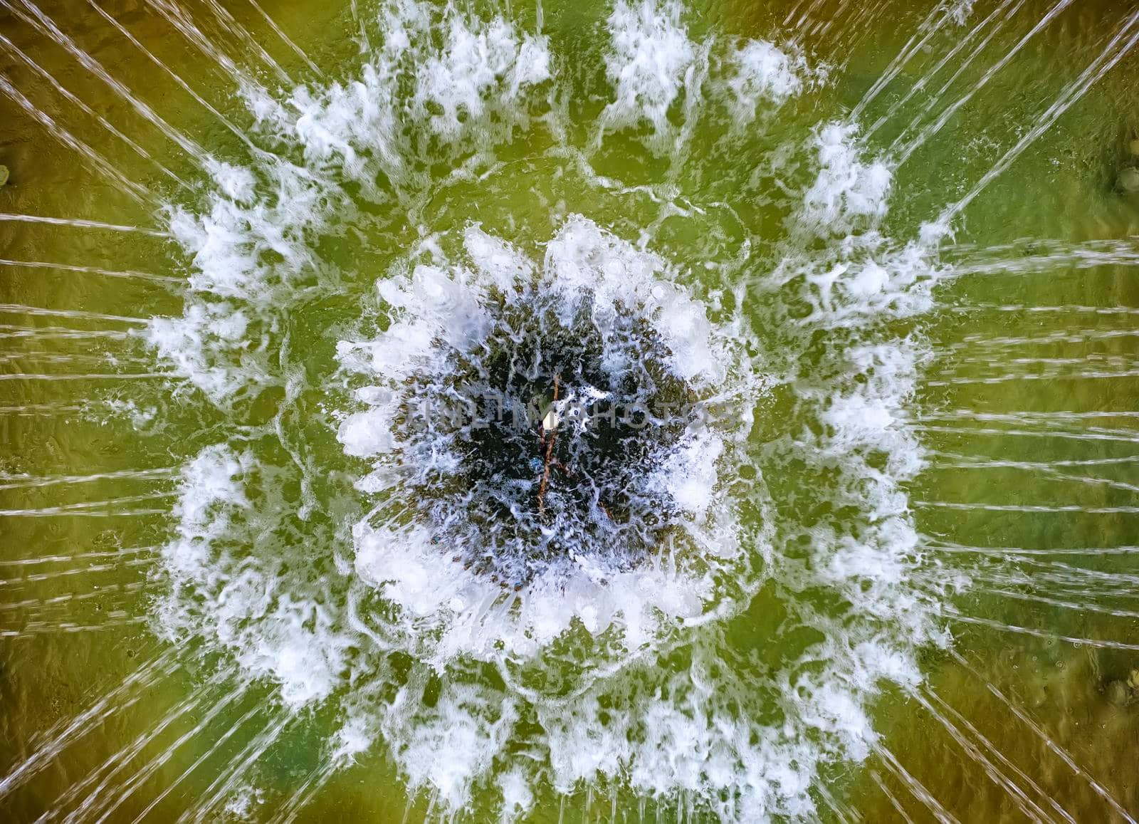 aerial top view of the fountain in the city. Drone photography