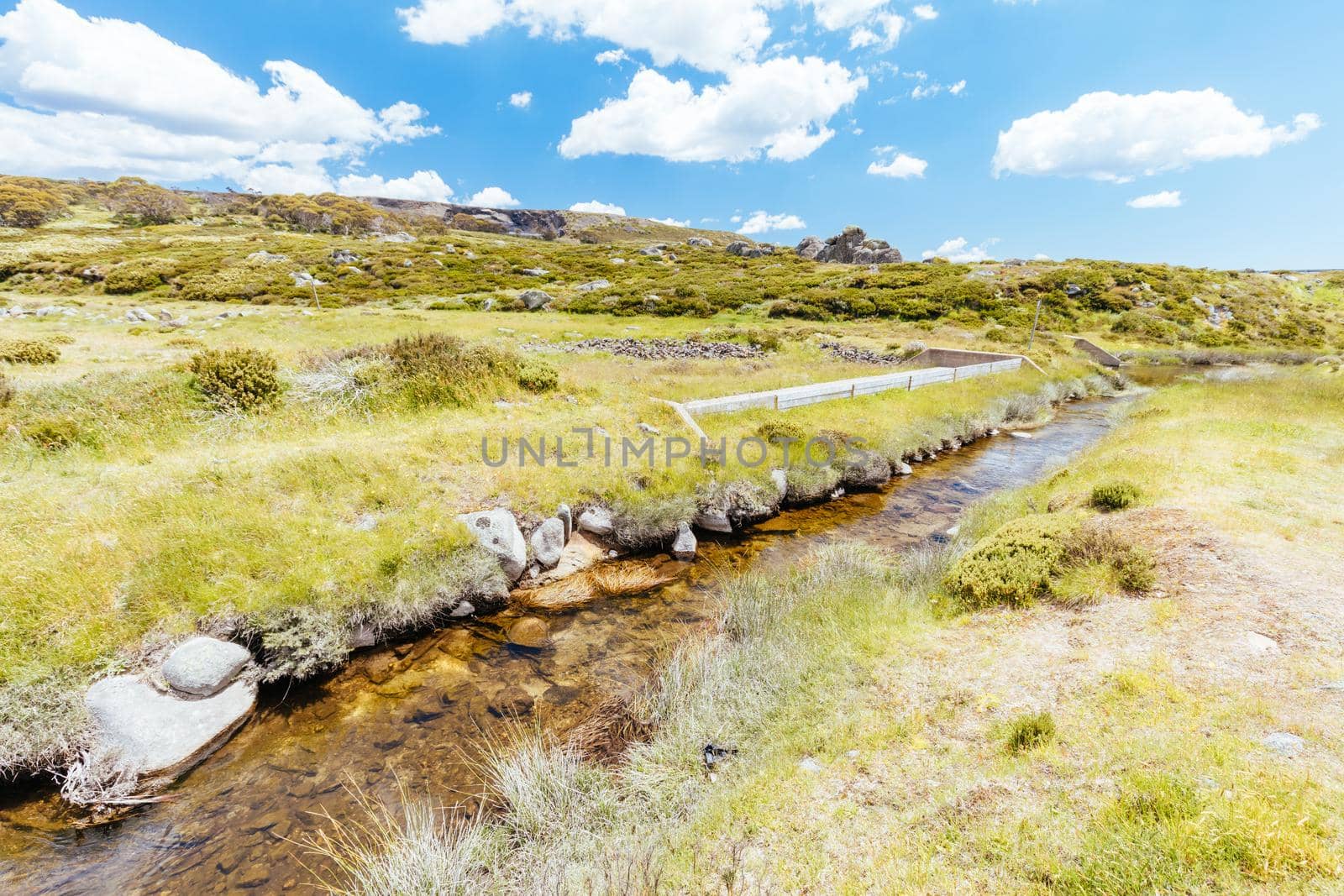 Landscape around the Langford Gap trailhead near Falls Creek in the Victorian Alps, Australia