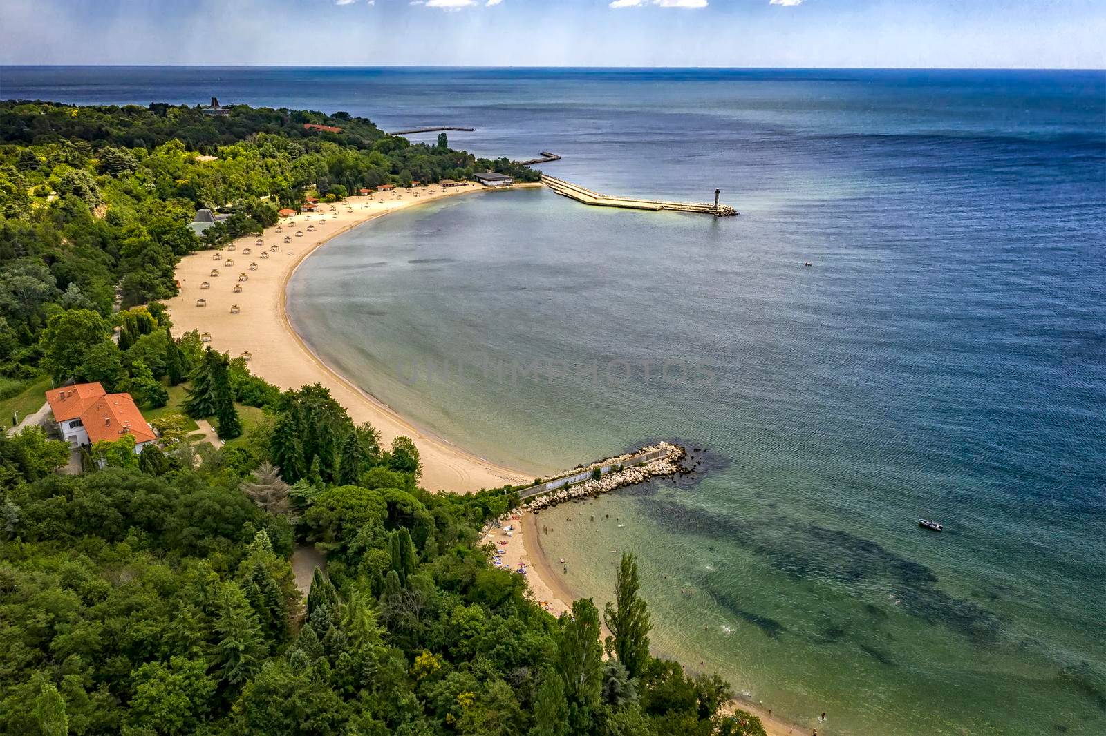 A beautiful aerial view from drone to the bay and beach.