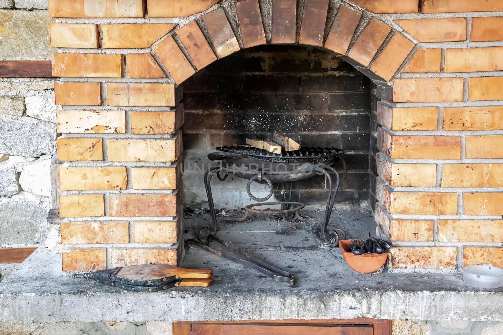 architecture, house old style with cooking stove fireplace, indoor