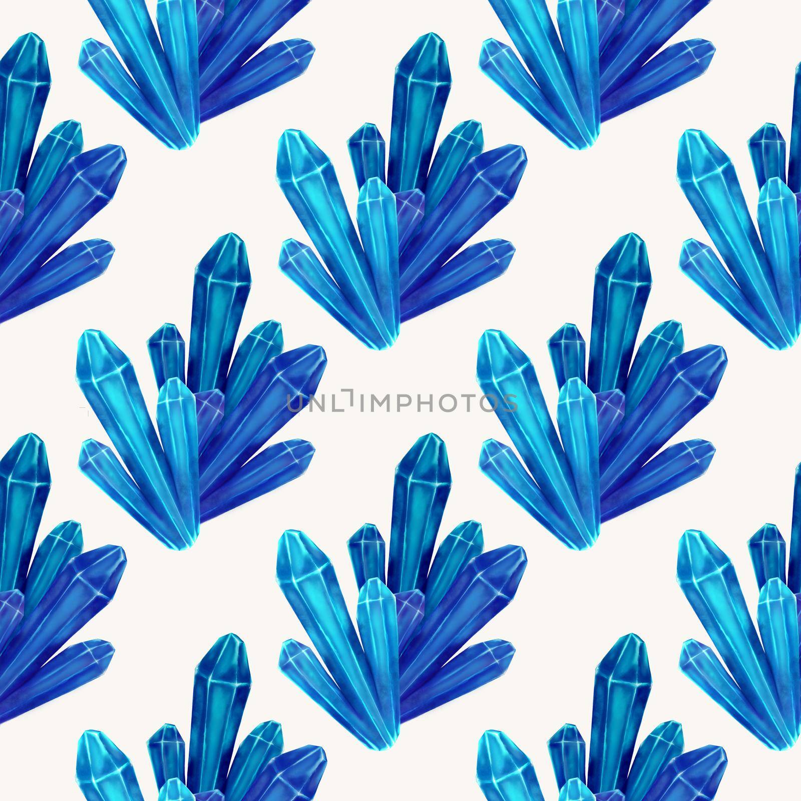 Beautiful magic crystals seamless pattern. Colorful hand drawn watercolor surface pattern for textile, wrapping and other. by iliris