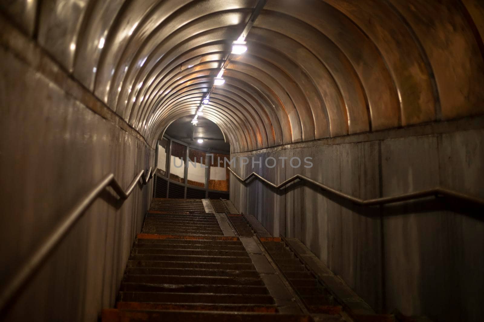 Details of crossing route. Pedestrian staircase above road.