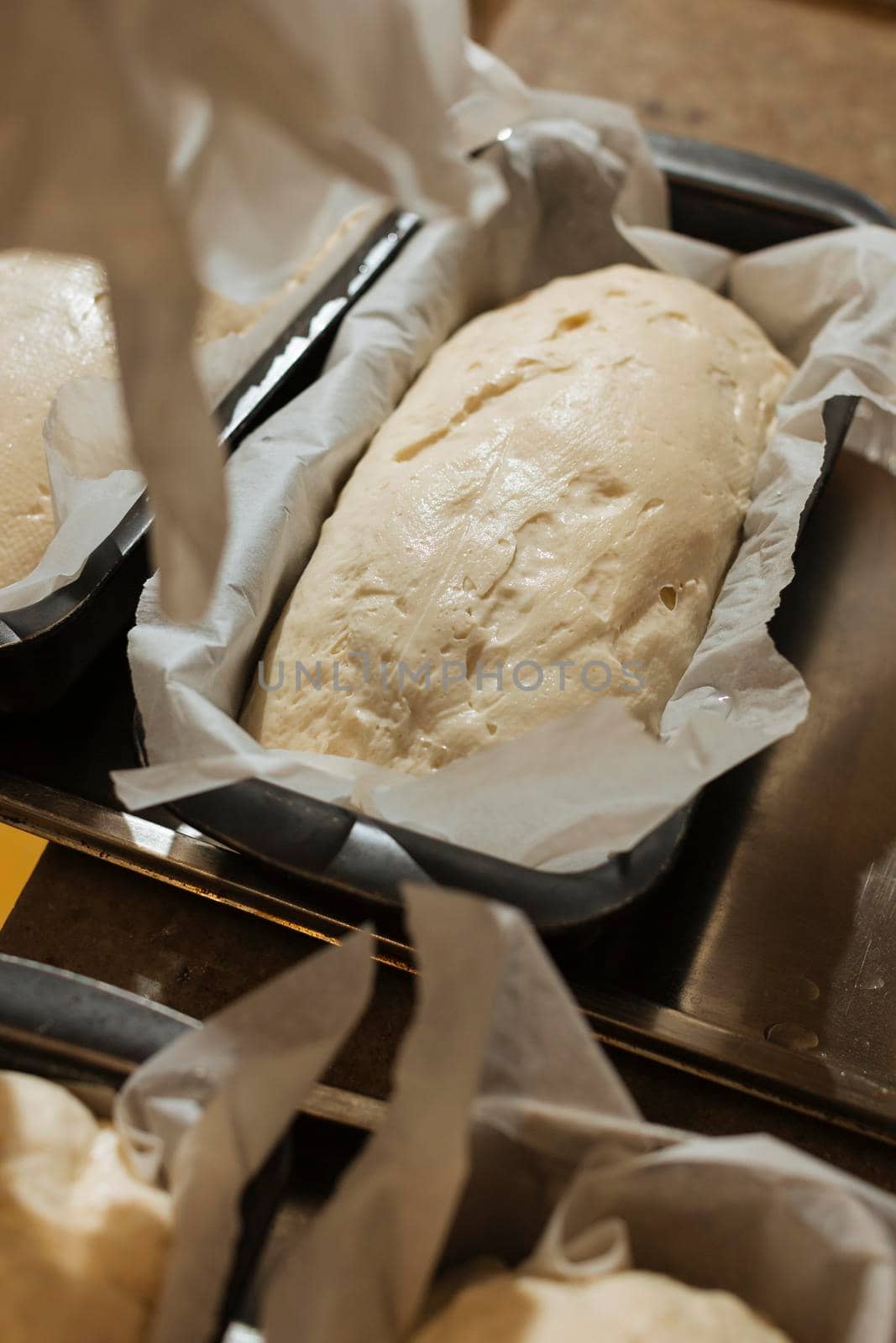 Homemade bread dough with olive oil, in a venetian restaurant