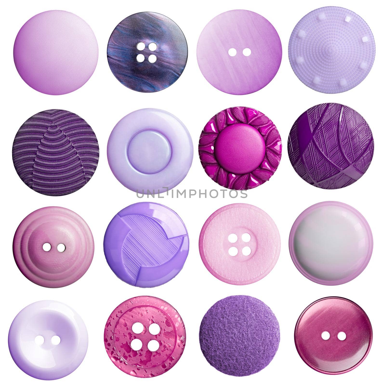 close upo of buttons on white background