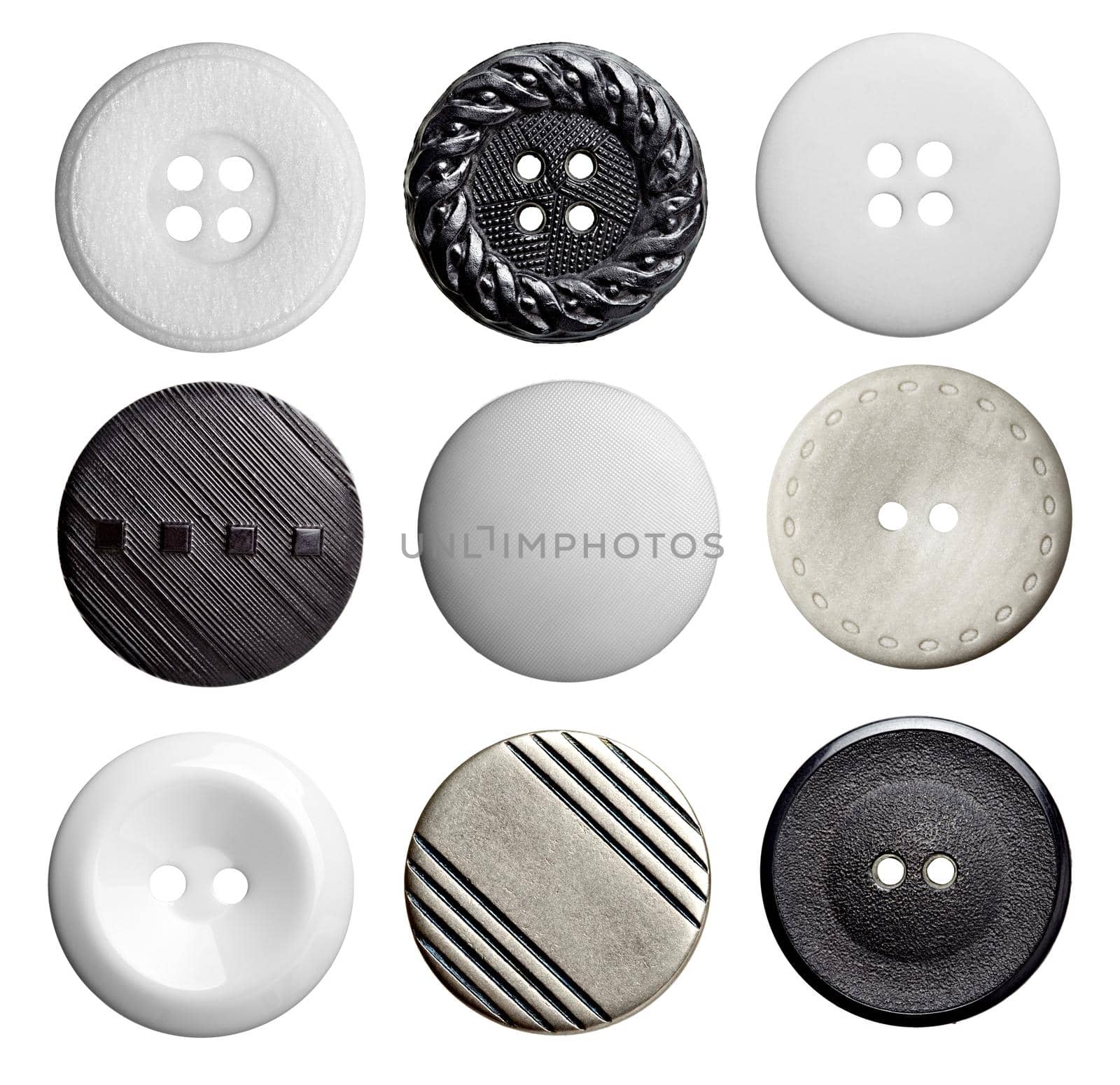 close upo of buttons on white background